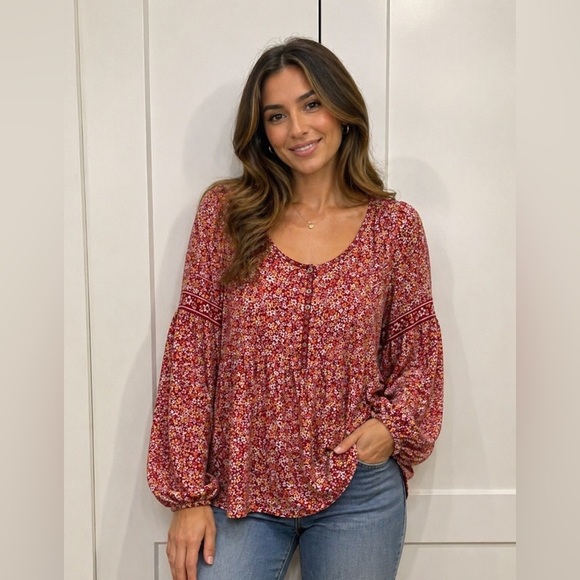 Max Studio Tops - Max Studio Floral Red Women's Top